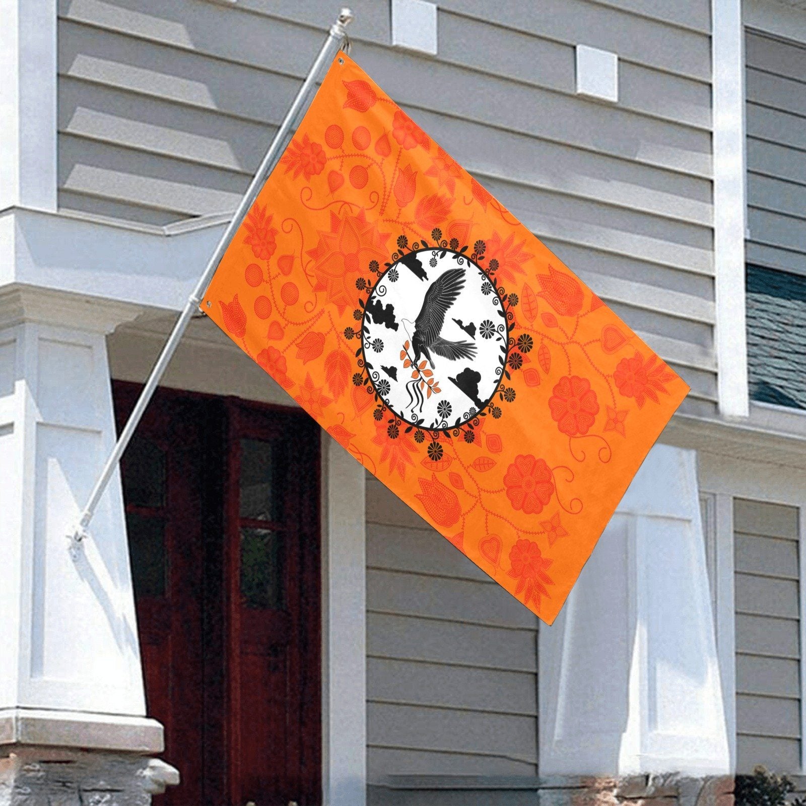 Floral Beadwork Real Orange Carrying Their Prayers Garden Flag 59"x35" Garden Flag 59"x35" e-joyer 