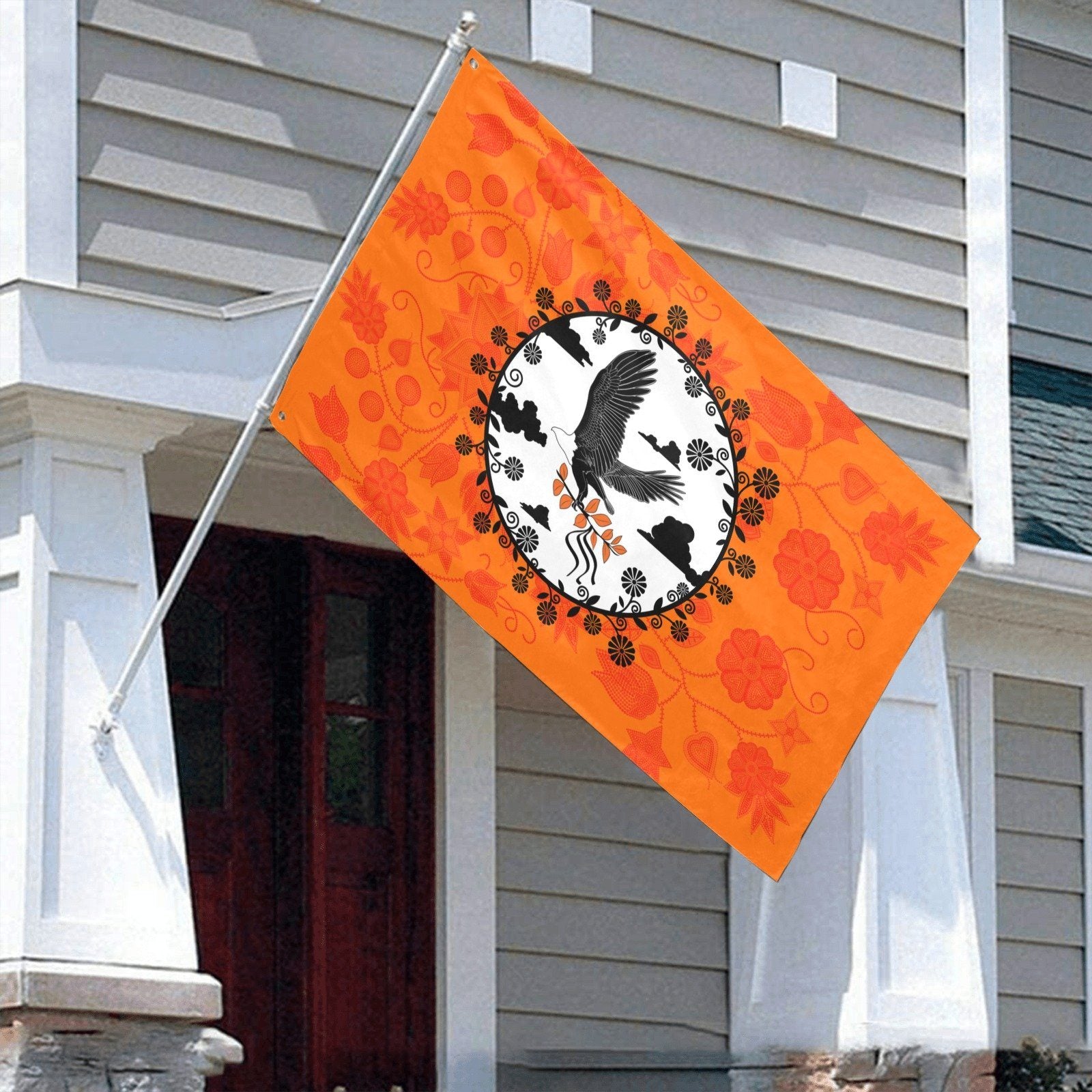 Floral Beadwork Real Orange Carrying Their Prayers Garden Flag 70"x47" Garden Flag 70"x47" e-joyer 