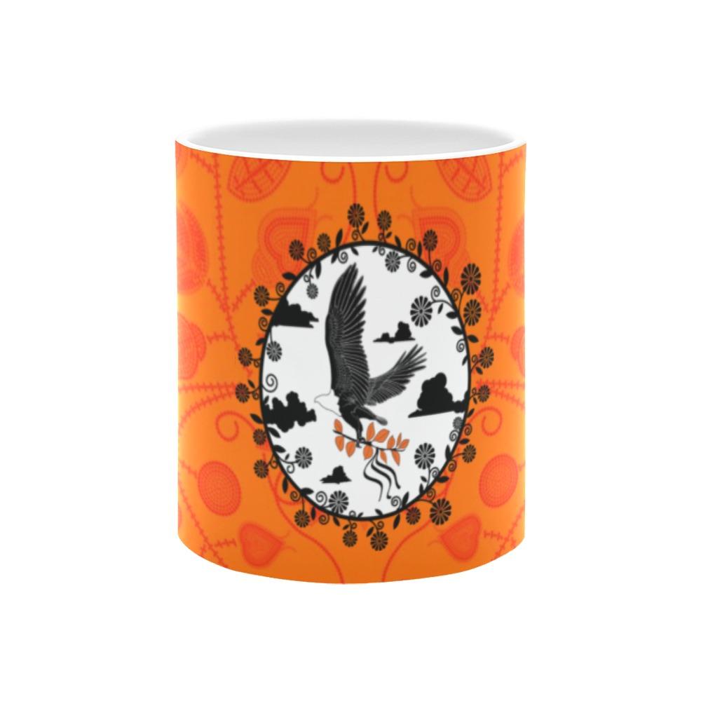 Floral Beadwork Real Orange Carrying Their Prayers White Mug(11OZ) White Mug e-joyer