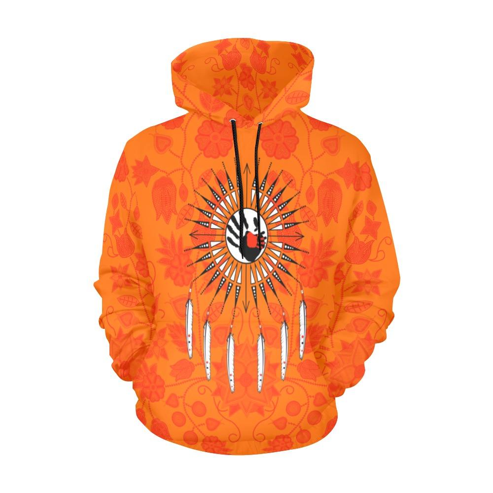 Floral Beadwork Real Orange Feather Directions All Over Print Hoodie for Men (USA Size) (Model H13) All Over Print Hoodie for Men (H13) e-joyer