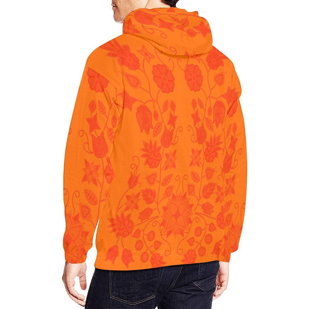 Floral Beadwork Real Orange Feather Directions All Over Print Hoodie for Men (USA Size) (Model H13) All Over Print Hoodie for Men (H13) e-joyer