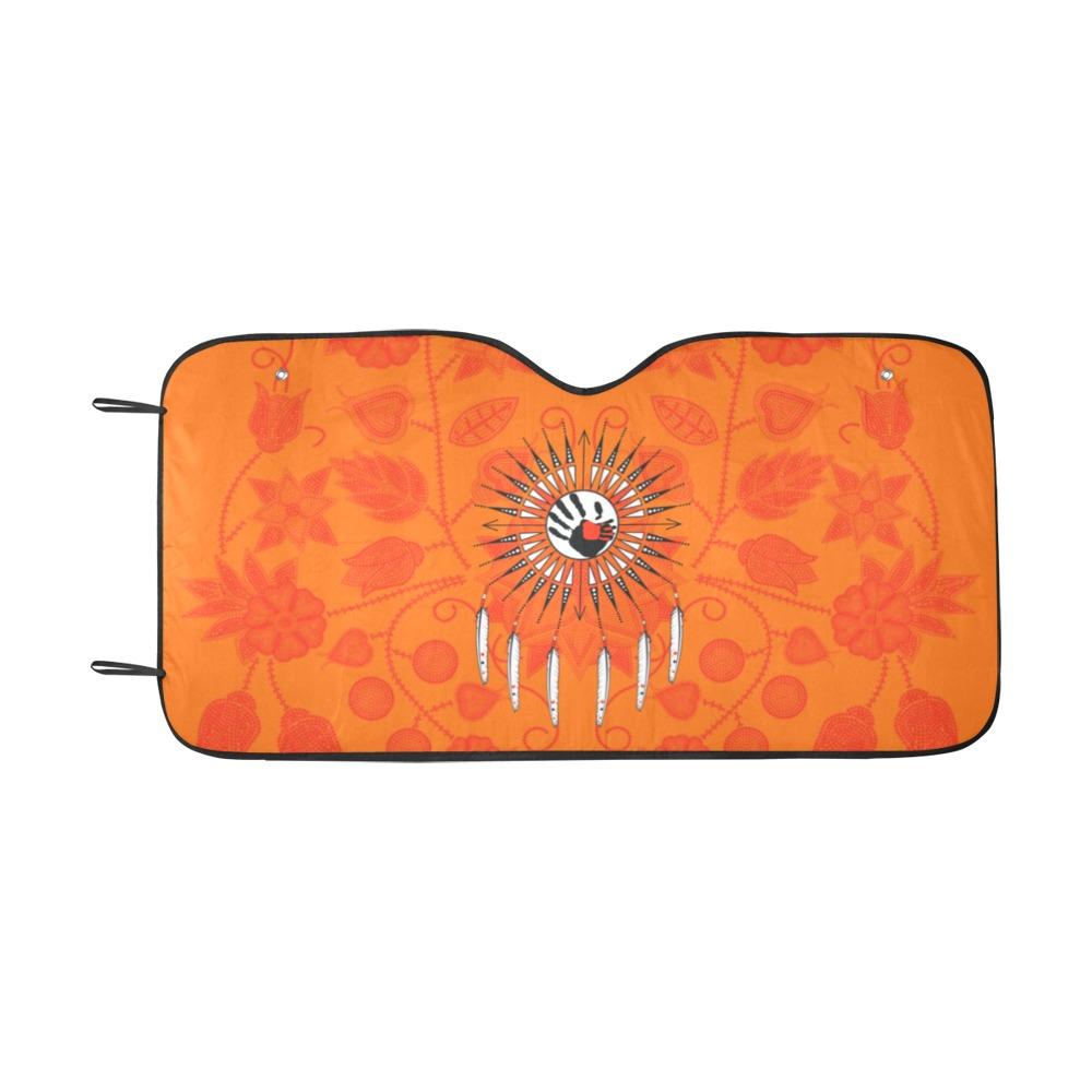 Floral Beadwork Real Orange Feather Directions Car Sun Shade 55"x30" Car Sun Shade e-joyer