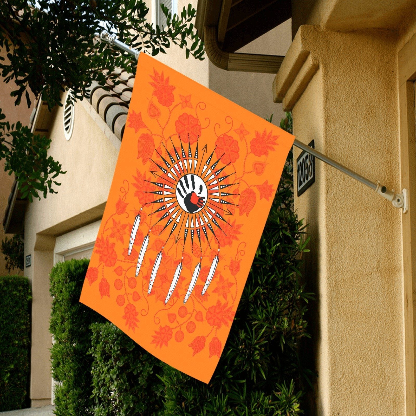 Floral Beadwork Real Orange - Feather Directions Garden Flag 28''x40'' (Two Sides Printing) Garden Flag 28‘’x40‘’ (Two Sides) e-joyer 