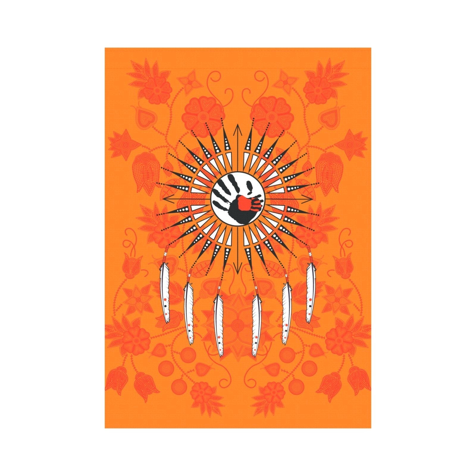 Floral Beadwork Real Orange - Feather Directions Garden Flag 28''x40'' (Two Sides Printing) Garden Flag 28‘’x40‘’ (Two Sides) e-joyer
