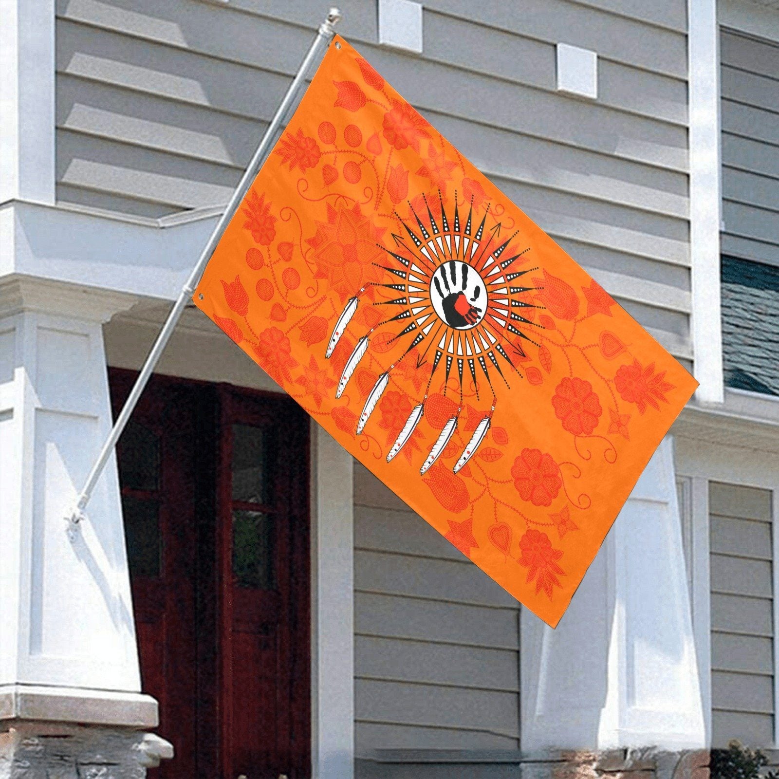 Floral Beadwork Real Orange Feather Directions Garden Flag 70"x47" Garden Flag 70"x47" e-joyer 