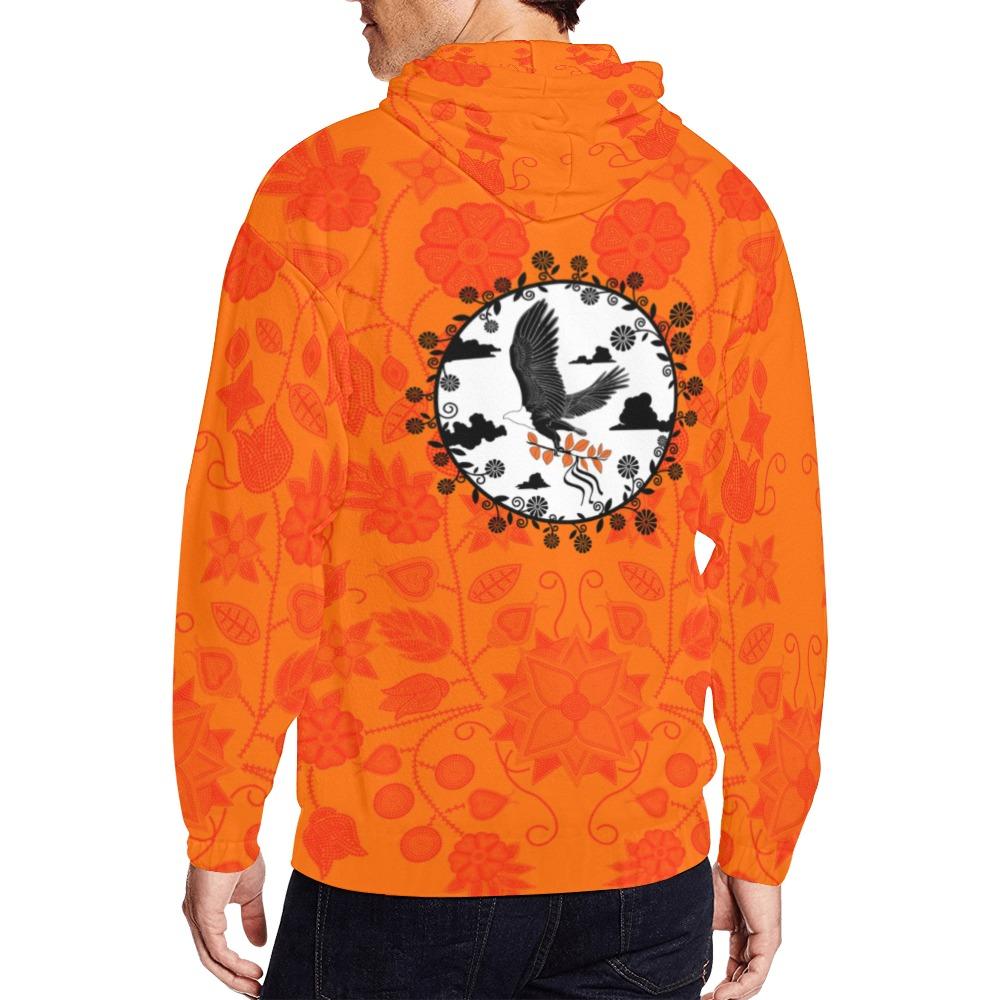Floral Beadwork Real Orange Orange Carrying Their Prayers All Over Print Full Zip Hoodie for Men (Model H14) All Over Print Full Zip Hoodie for Men (H14) e-joyer