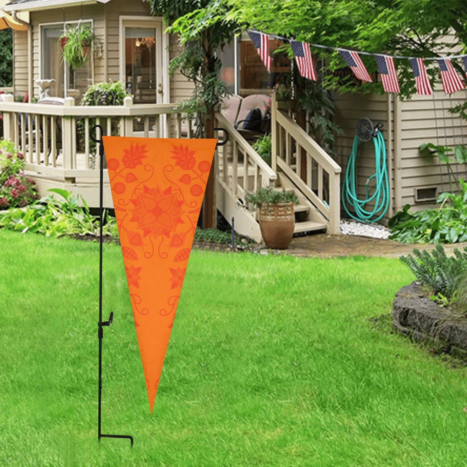 Floral Beadwork Real Orange Trigonal Garden Flag 30"x12" Trigonal Garden Flag 30"x12" e-joyer 