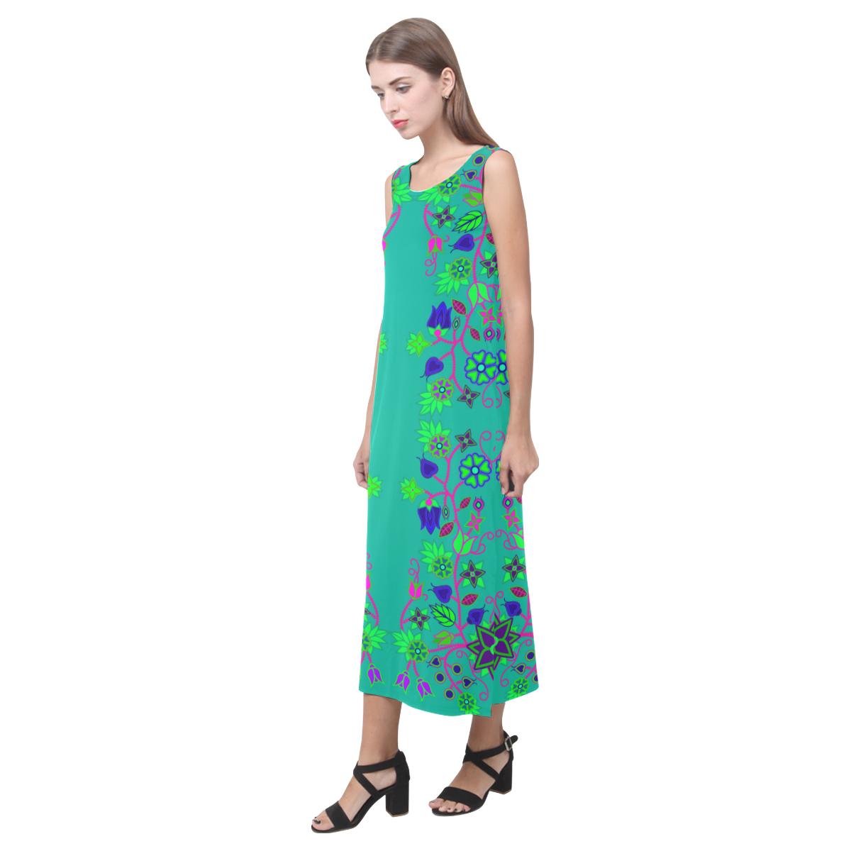 Floral Beadwork Seven Clans Deep Lake Phaedra Sleeveless Open Fork Long Dress (Model D08) Phaedra Sleeveless Open Fork Long Dress (D08) e-joyer