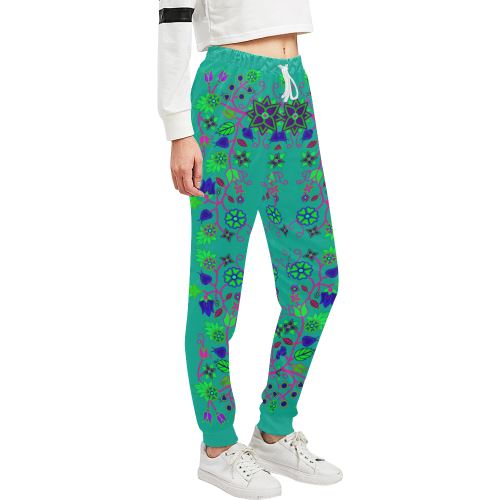 Floral Beadwork Seven Clans Deep Lake Women's All Over Print Sweatpants (Model L11) Women's All Over Print Sweatpants (L11) e-joyer