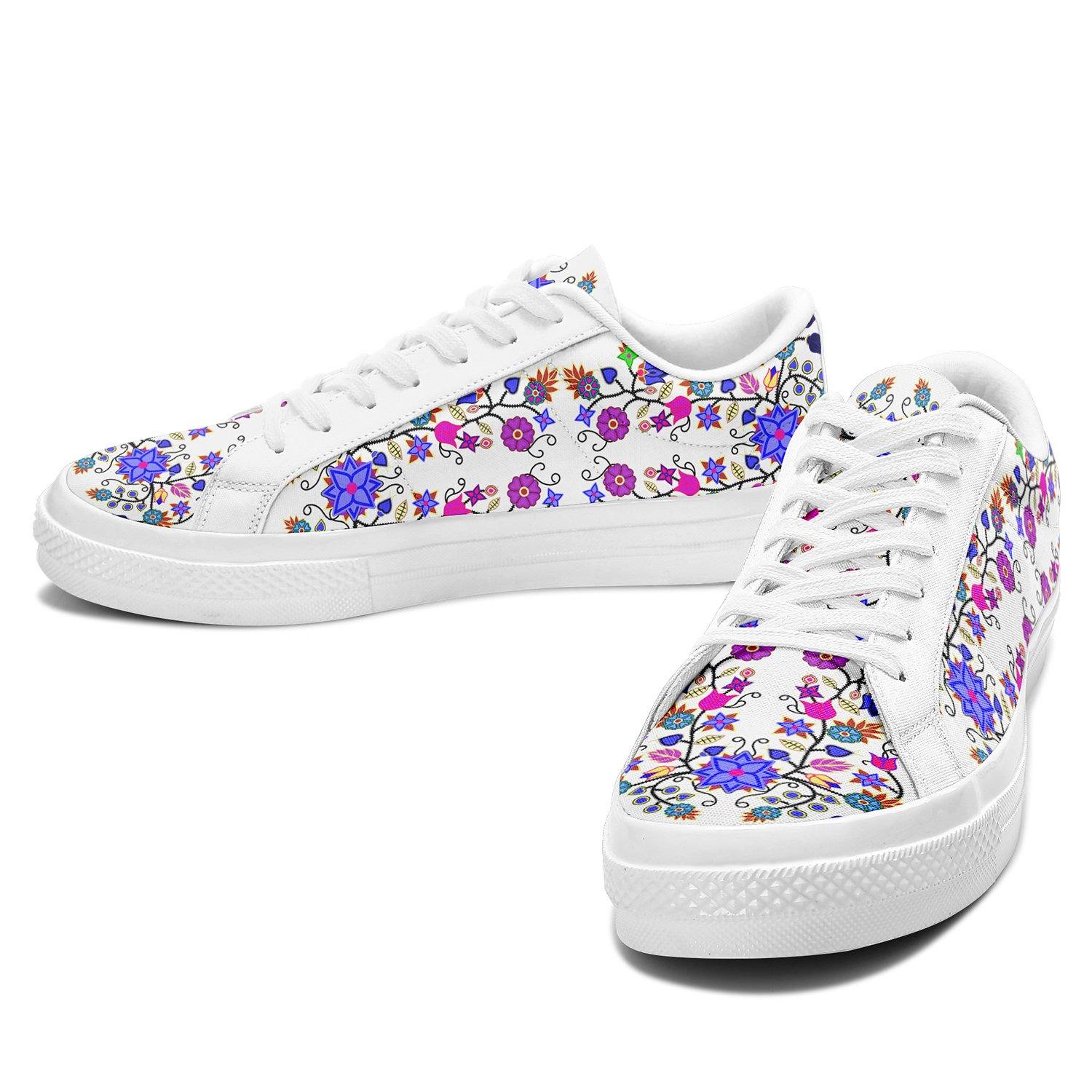 Floral Beadwork Seven Clans White Aapisi Low Top Canvas Shoes White Sole 49 Dzine