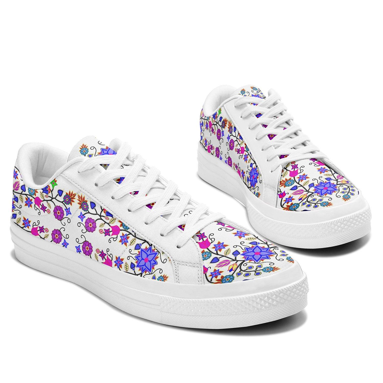 Floral Beadwork Seven Clans White Aapisi Low Top Canvas Shoes White Sole 49 Dzine