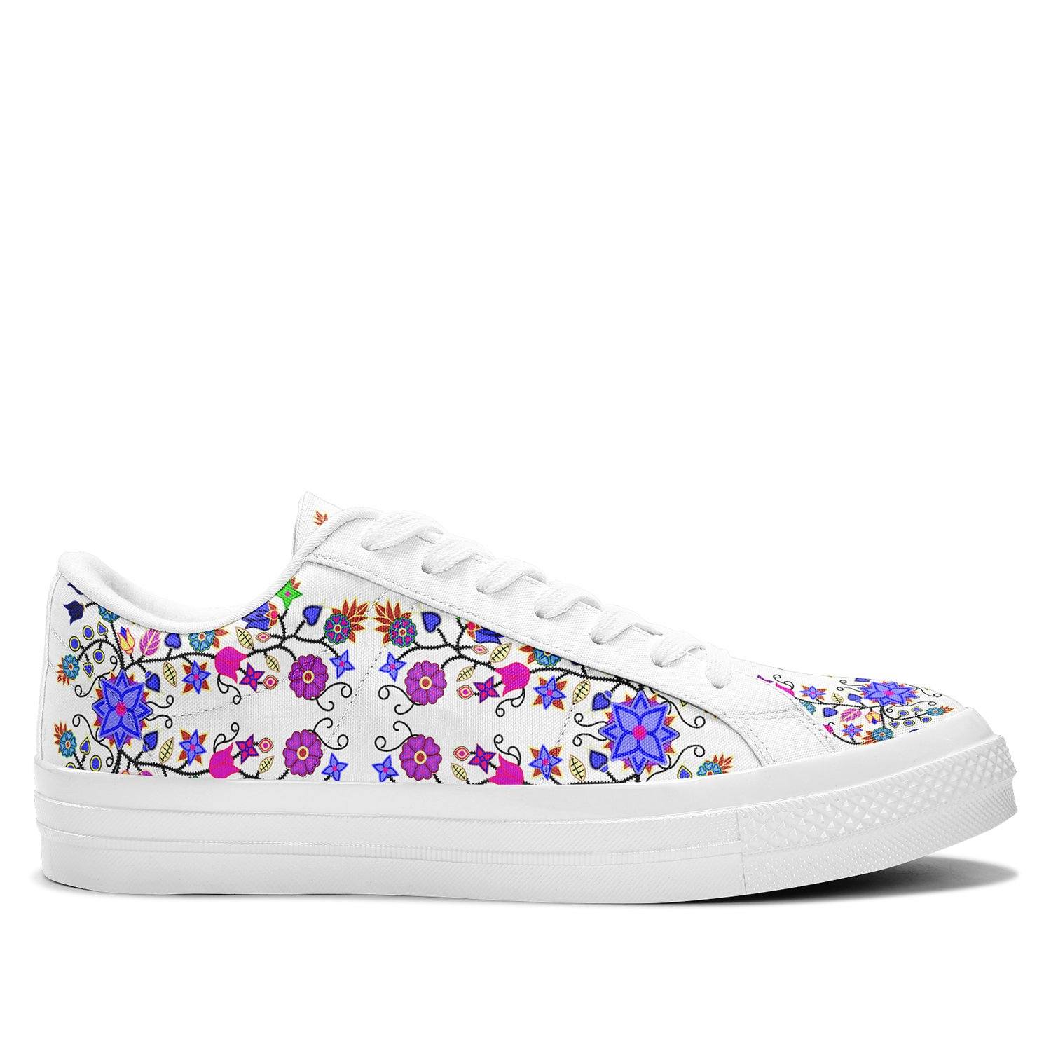 Floral Beadwork Seven Clans White Aapisi Low Top Canvas Shoes White Sole 49 Dzine