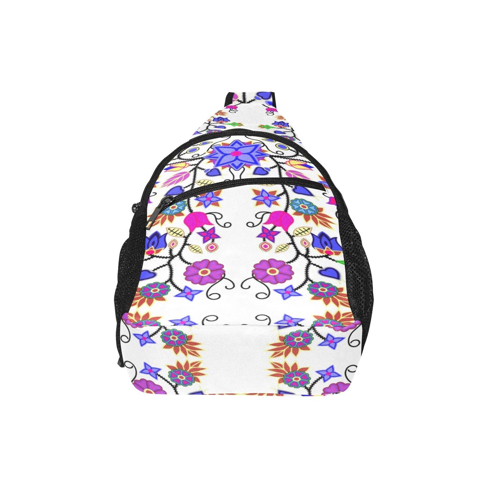 Floral Beadwork Seven Clans White All Over Print Chest Bag (Model 1719) All Over Print Chest Bag (1719) e-joyer