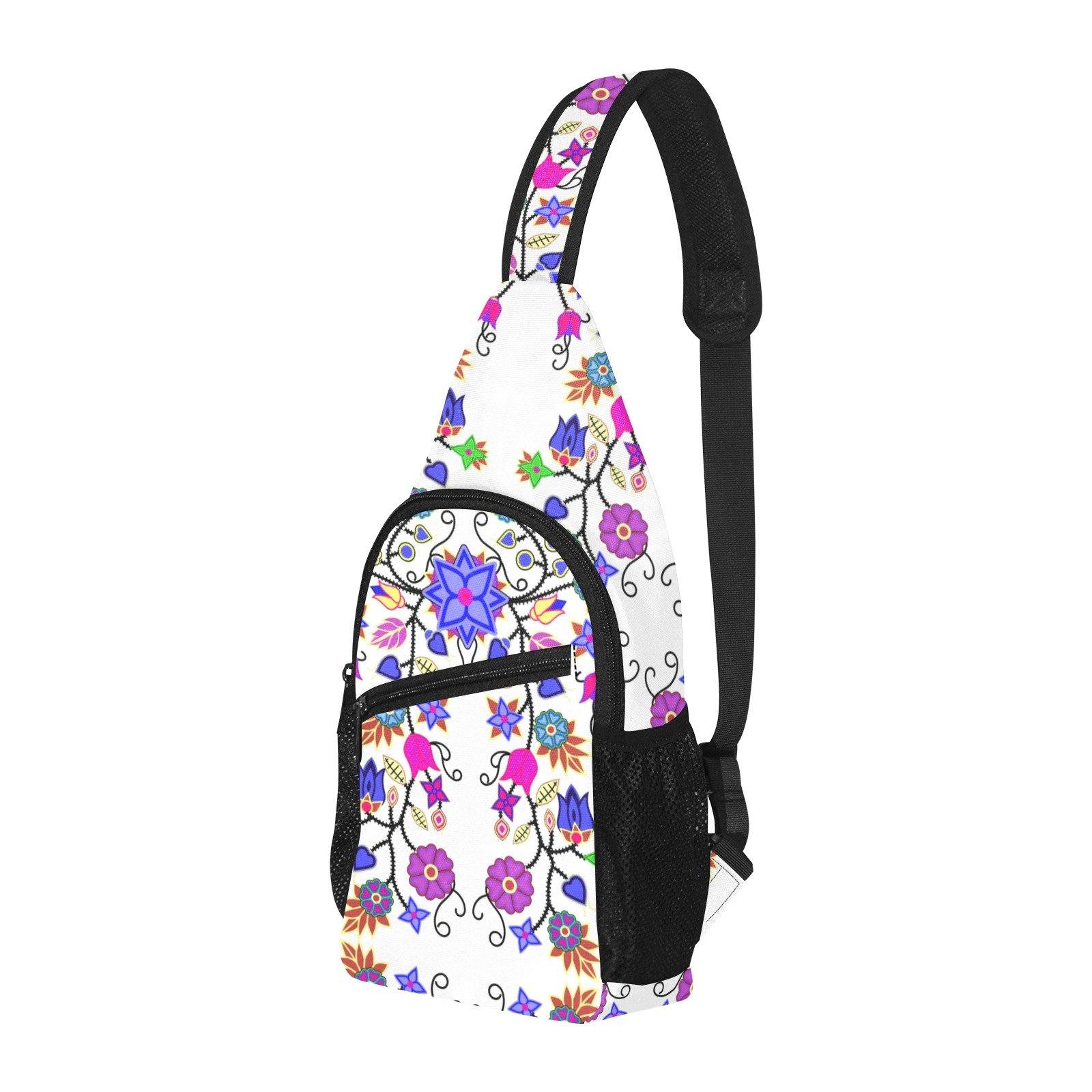 Floral Beadwork Seven Clans White All Over Print Chest Bag (Model 1719) All Over Print Chest Bag (1719) e-joyer