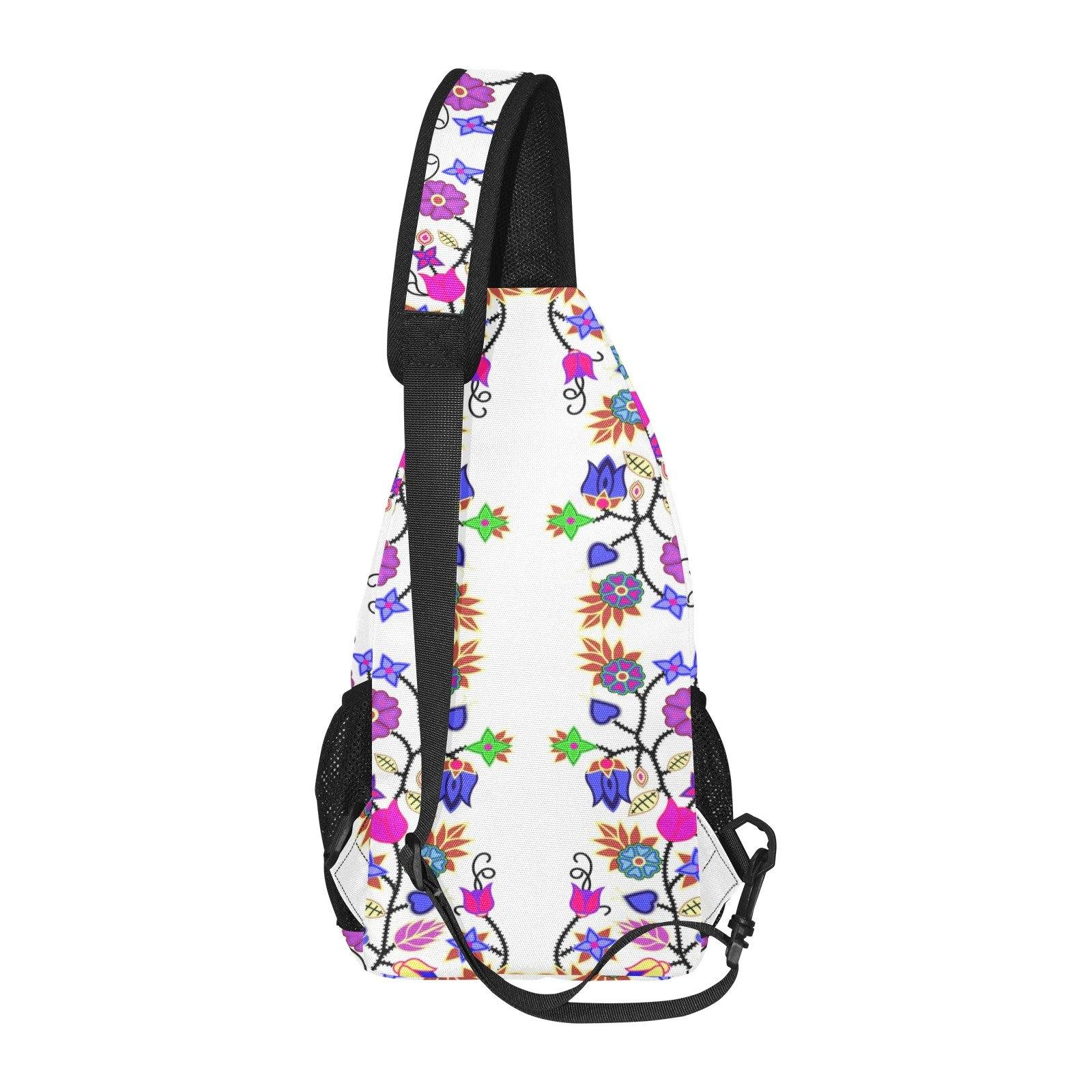 Floral Beadwork Seven Clans White All Over Print Chest Bag (Model 1719) All Over Print Chest Bag (1719) e-joyer