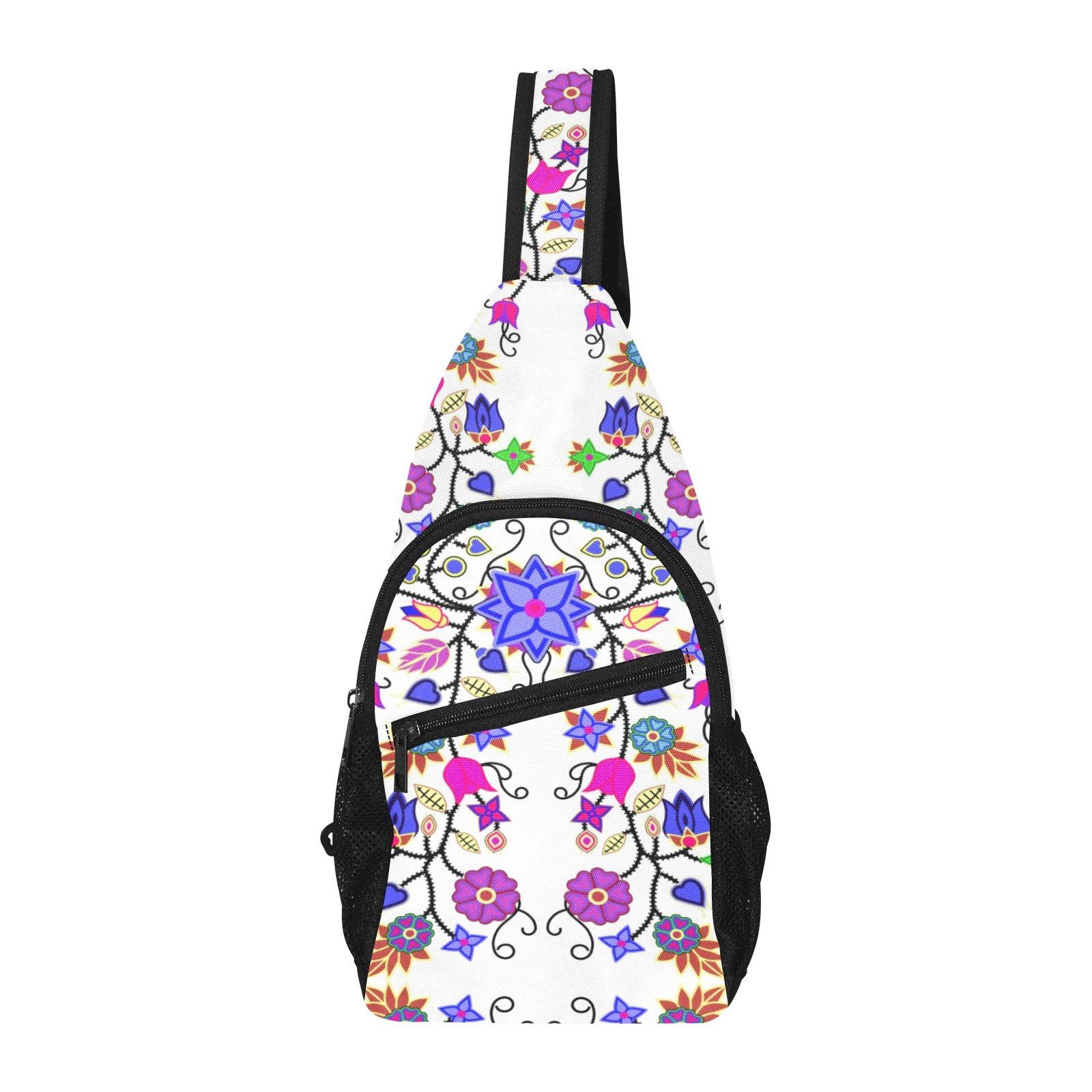 Floral Beadwork Seven Clans White All Over Print Chest Bag (Model 1719) All Over Print Chest Bag (1719) e-joyer