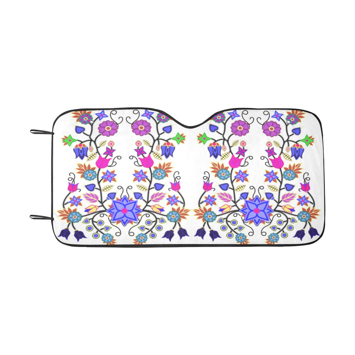 Floral Beadwork Seven Clans White Car Sun Shade 55"x30" Car Sun Shade e-joyer