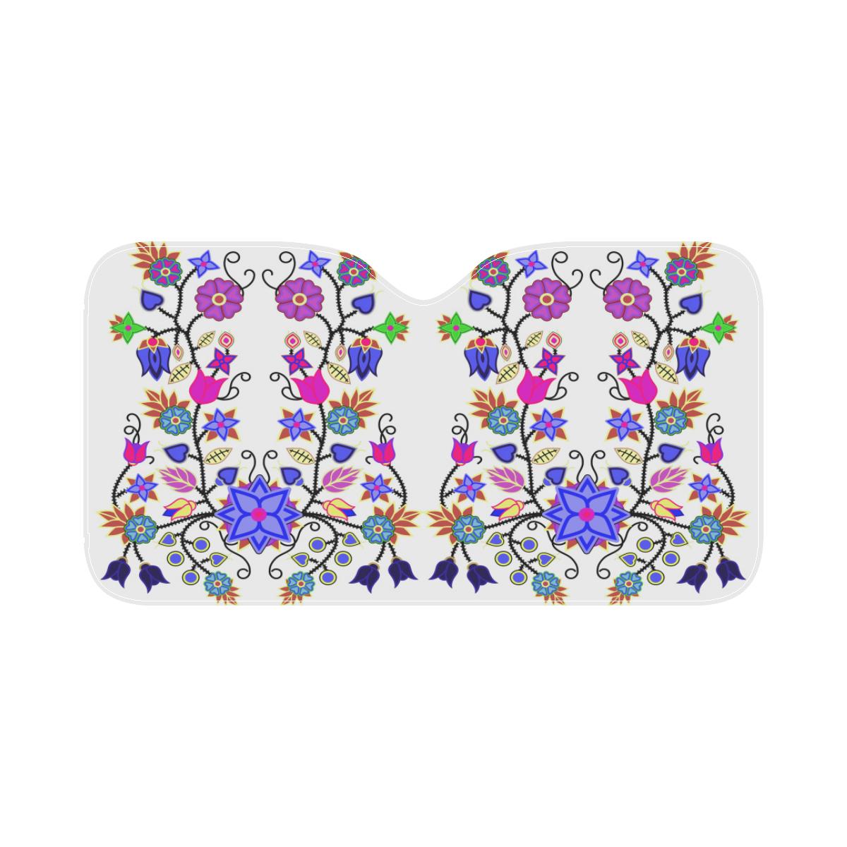 Floral Beadwork Seven Clans White Car Sun Shade 55"x30" Car Sun Shade e-joyer