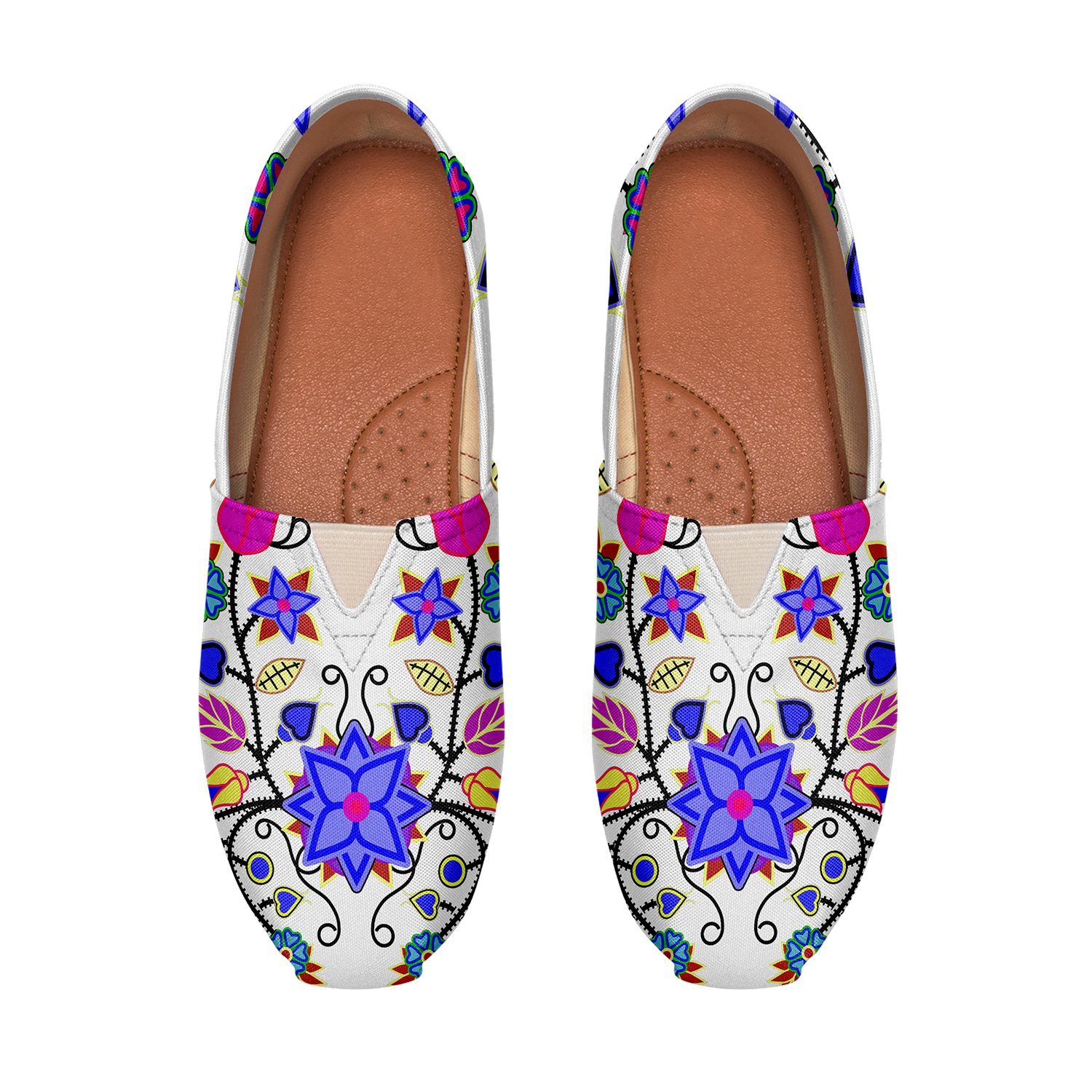 Floral Beadwork Seven Clans White Casual Unisex Slip On Shoe Herman