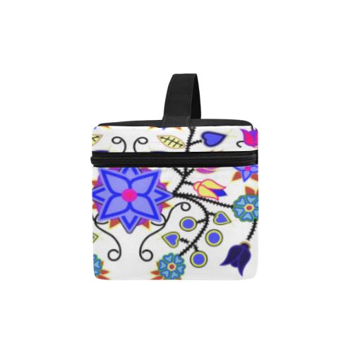 Floral Beadwork Seven Clans White Cosmetic Bag/Large (Model 1658) Cosmetic Bag e-joyer