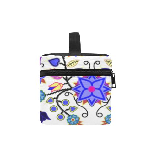 Floral Beadwork Seven Clans White Cosmetic Bag/Large (Model 1658) Cosmetic Bag e-joyer