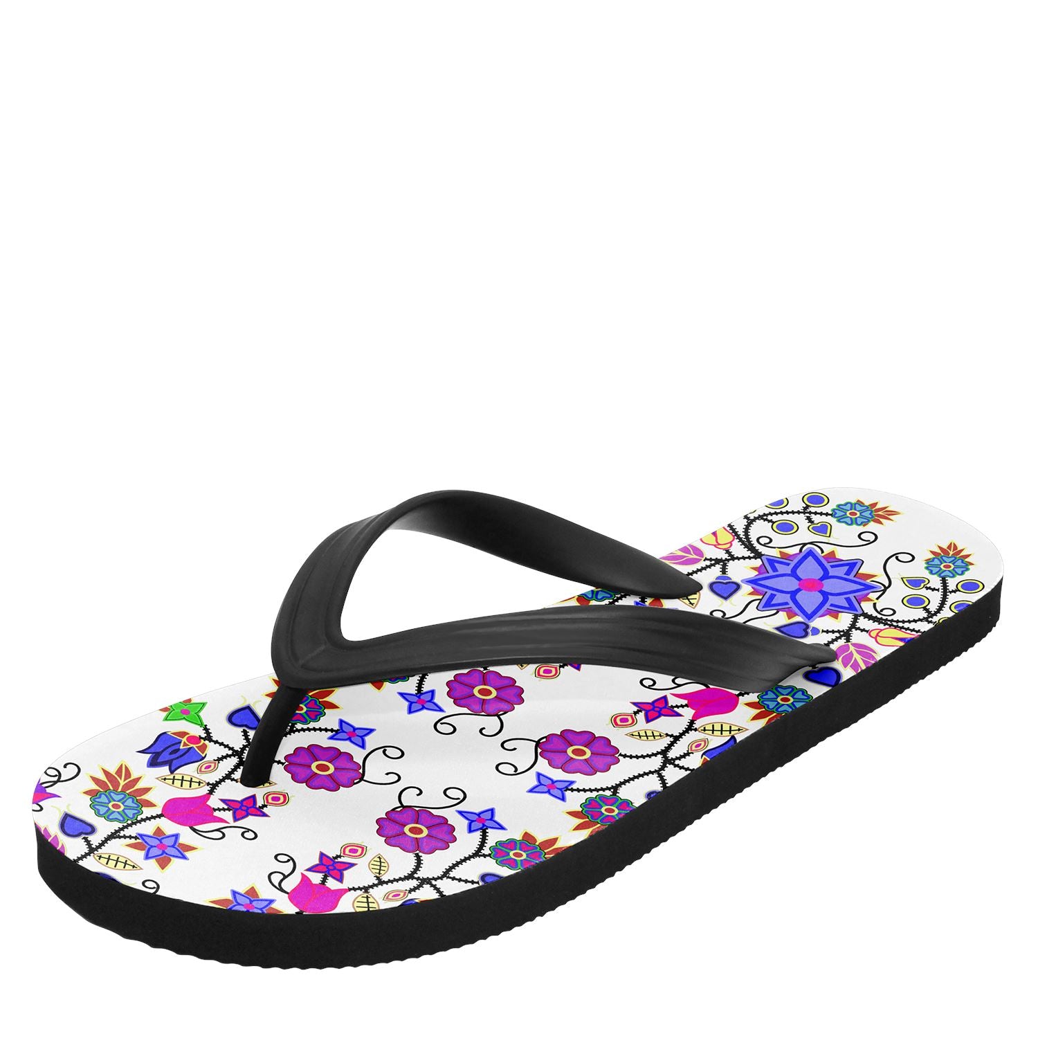 Floral Beadwork Seven Clans White Flip Flops 49 Dzine