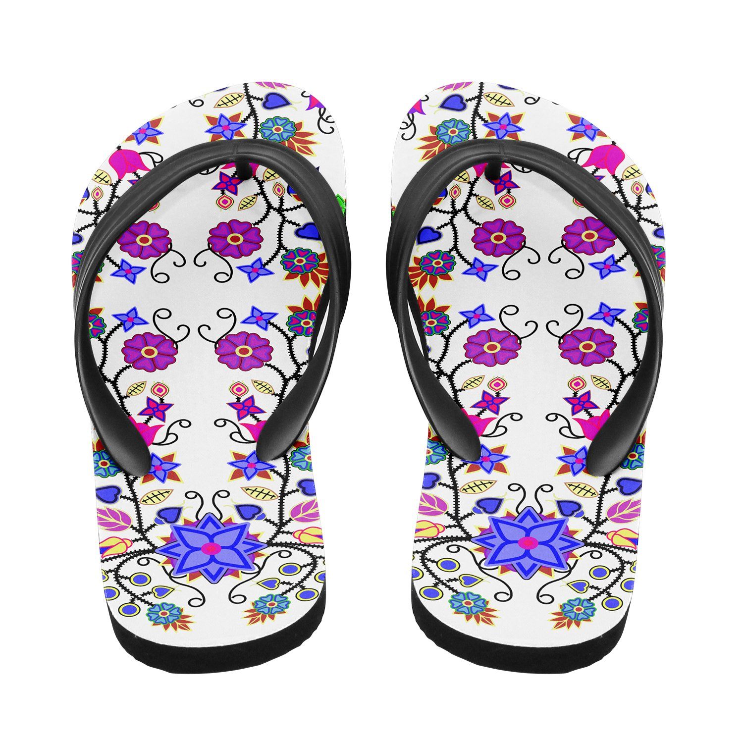 Floral Beadwork Seven Clans White Flip Flops 49 Dzine