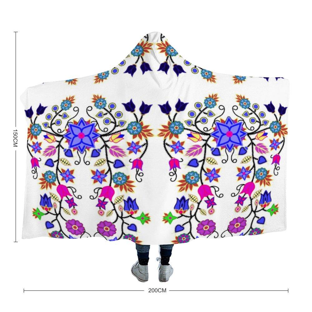 Floral Beadwork Seven Clans White Hooded Blanket 49 Dzine