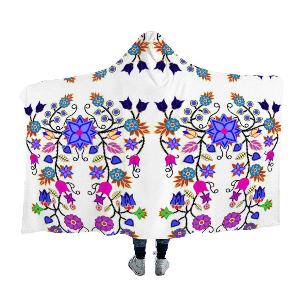 Floral Beadwork Seven Clans White Hooded Blanket 49 Dzine