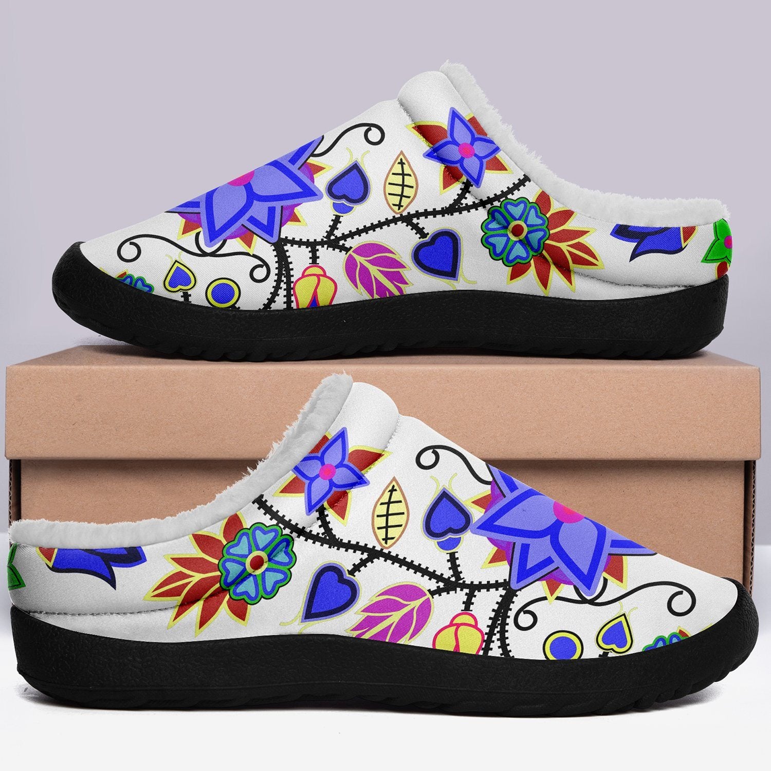 Floral Beadwork Seven Clans White Ikinnii Indoor Slipper 49 Dzine