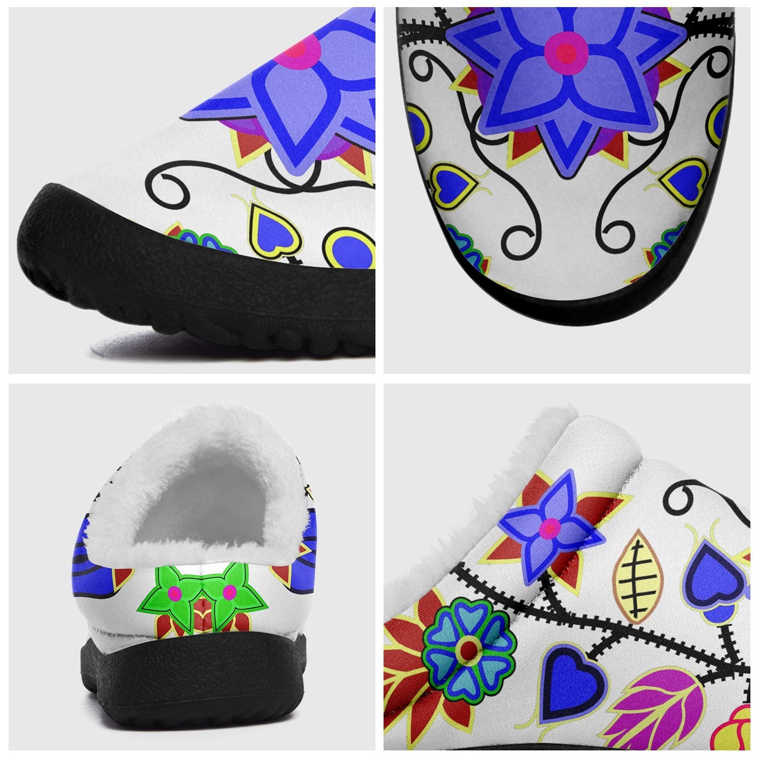 Floral Beadwork Seven Clans White Ikinnii Indoor Slipper 49 Dzine