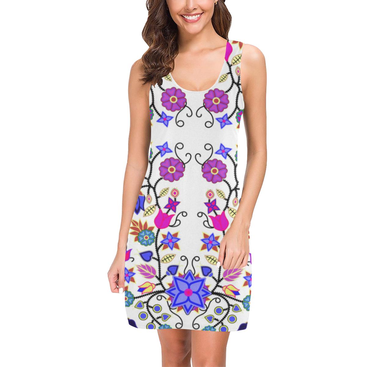 Floral Beadwork Seven Clans White IkstsÃmiwa Vest Dress (Model D06) Medea Vest Dress (D06) e-joyer