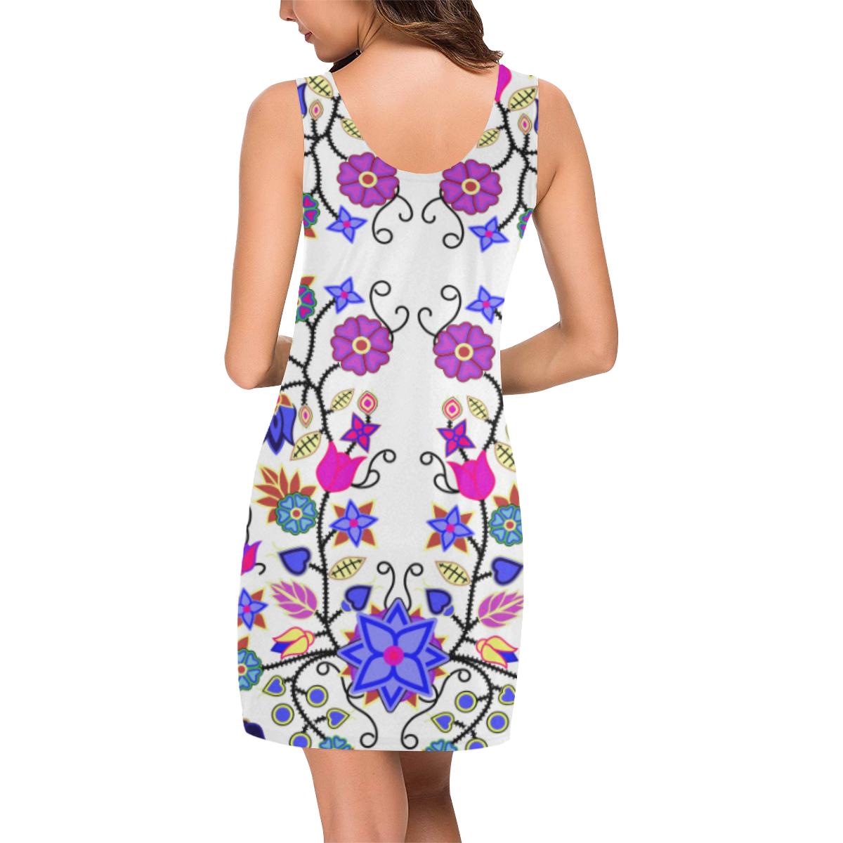 Floral Beadwork Seven Clans White IkstsÃmiwa Vest Dress (Model D06) Medea Vest Dress (D06) e-joyer