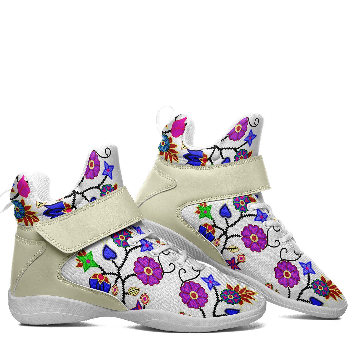 Floral Beadwork Seven Clans White Ipottaa Basketball / Sport High Top Shoes 49 Dzine