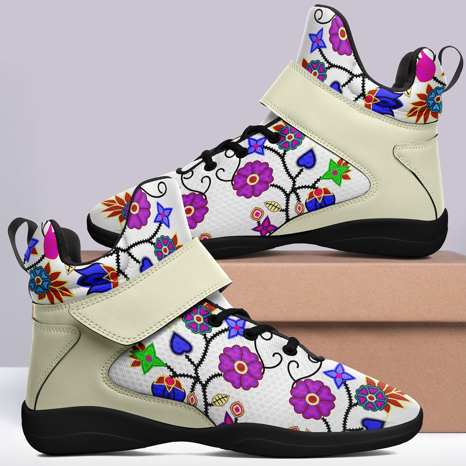 Floral Beadwork Seven Clans White Ipottaa Basketball / Sport High Top Shoes 49 Dzine