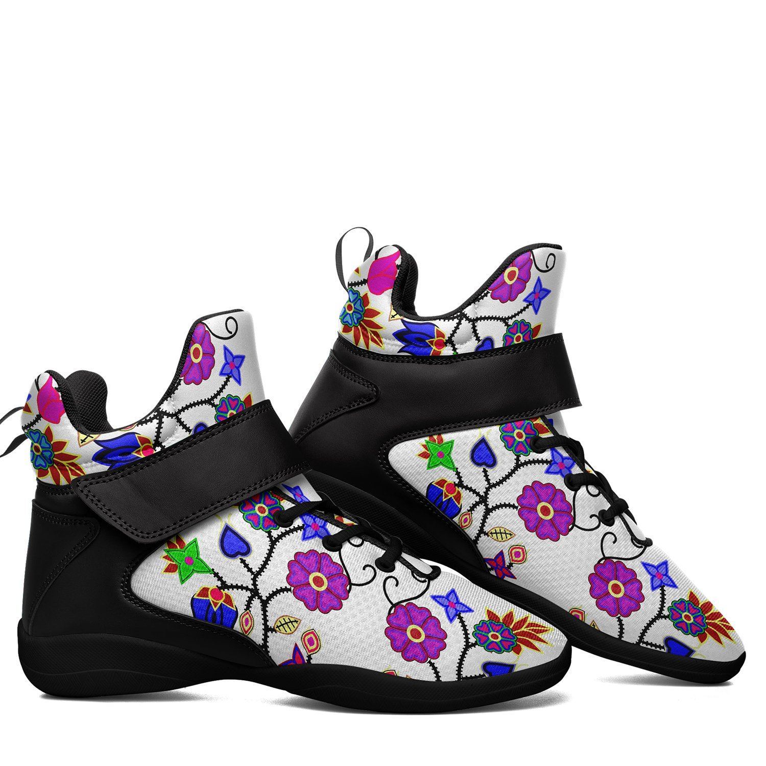 Floral Beadwork Seven Clans White Ipottaa Basketball / Sport High Top Shoes - Black Sole 49 Dzine