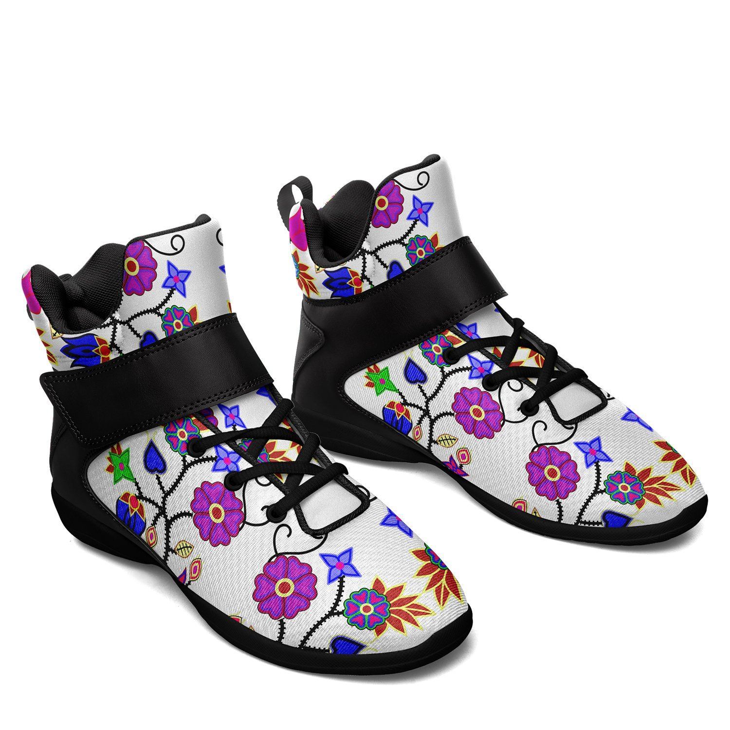 Floral Beadwork Seven Clans White Kid's Ipottaa Basketball / Sport High Top Shoes 49 Dzine 