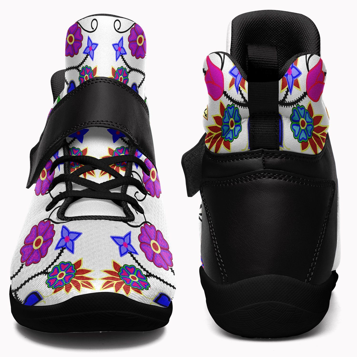 Floral Beadwork Seven Clans White Kid's Ipottaa Basketball / Sport High Top Shoes 49 Dzine 
