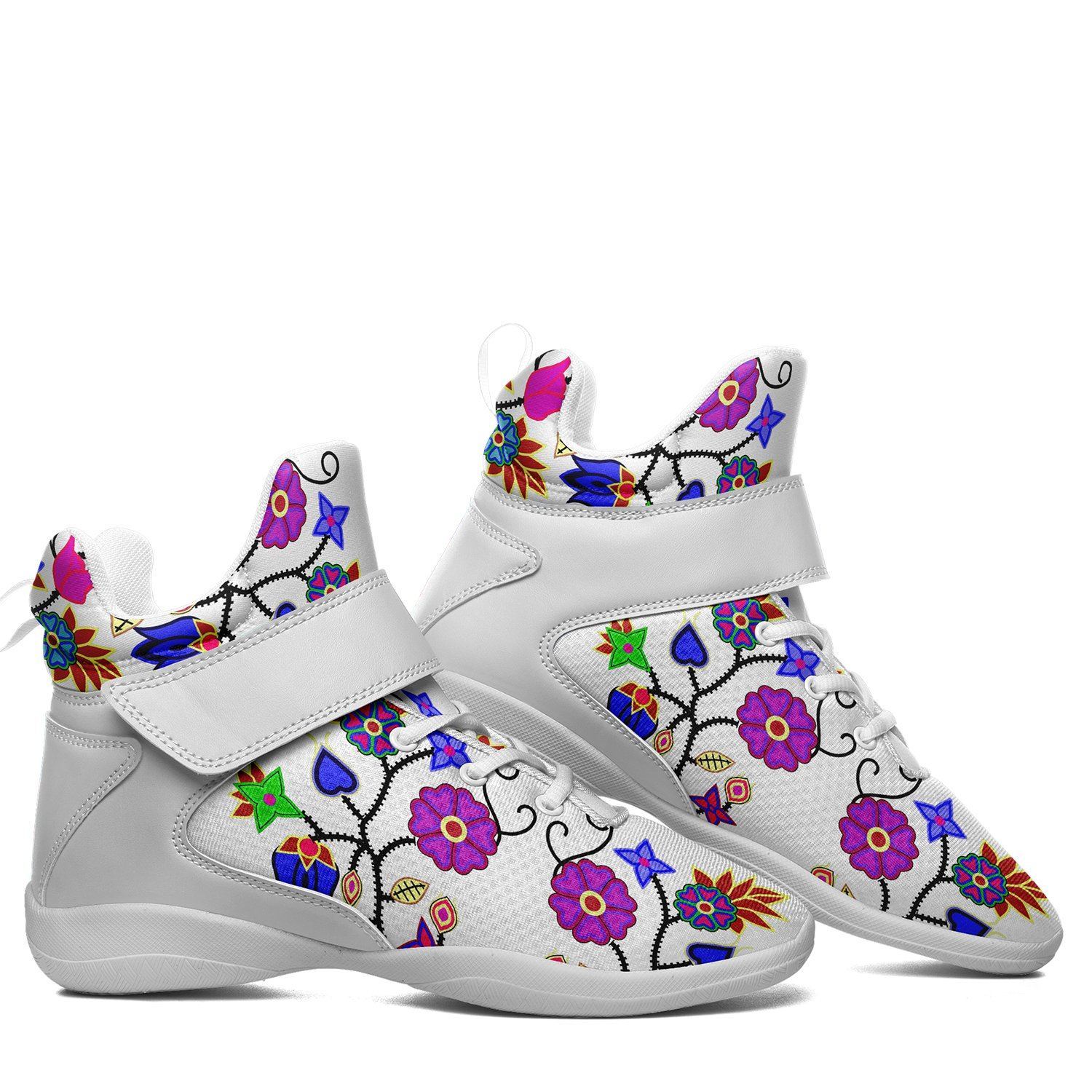 Floral Beadwork Seven Clans White Kid's Ipottaa Basketball / Sport High Top Shoes 49 Dzine
