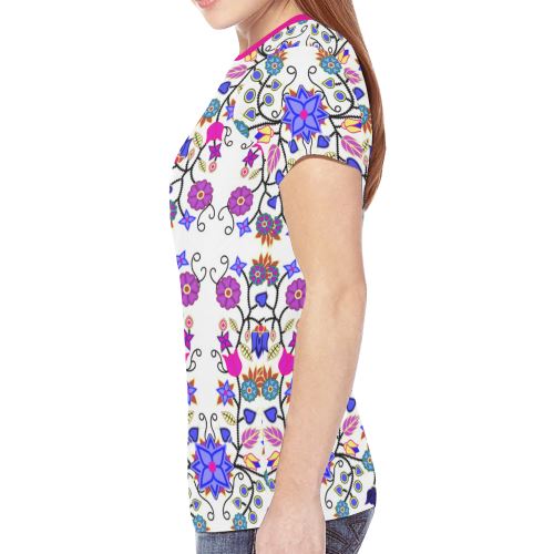 Floral Beadwork Seven Clans White New All Over Print T-shirt for Women (Model T45) New All Over Print T-shirt for Women (T45) e-joyer