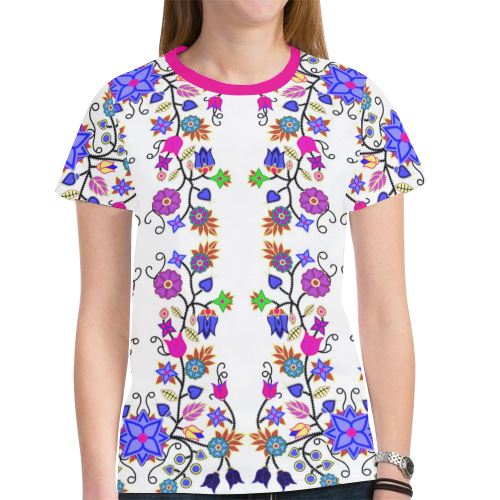 Floral Beadwork Seven Clans White New All Over Print T-shirt for Women (Model T45) New All Over Print T-shirt for Women (T45) e-joyer