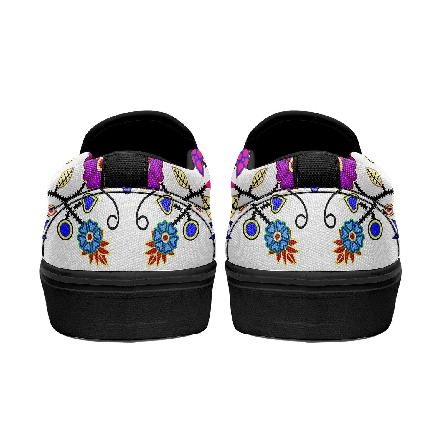 Floral Beadwork Seven Clans White Otoyimm Canvas Slip On Shoes 49 Dzine