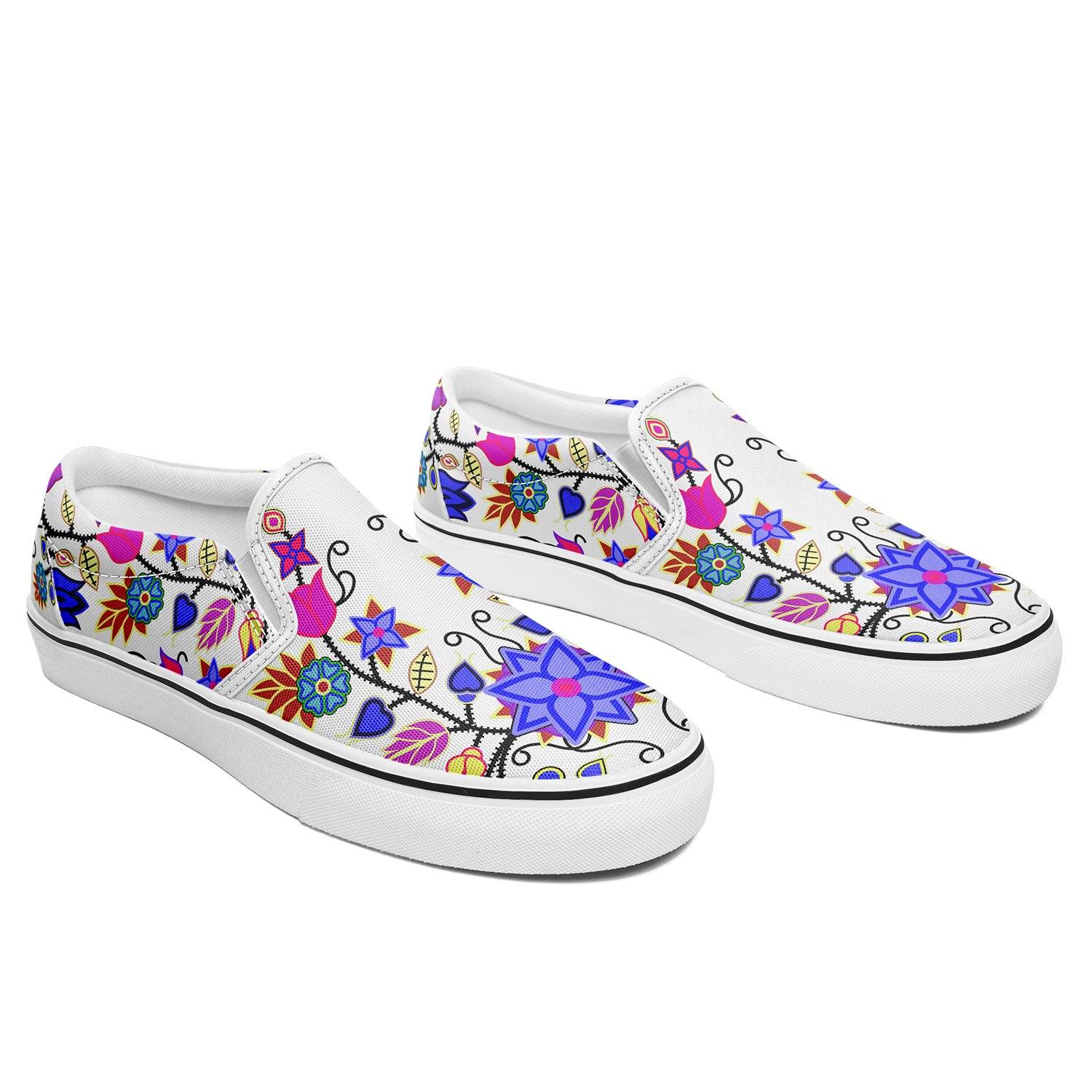 Floral Beadwork Seven Clans White Otoyimm Canvas Slip On Shoes 49 Dzine