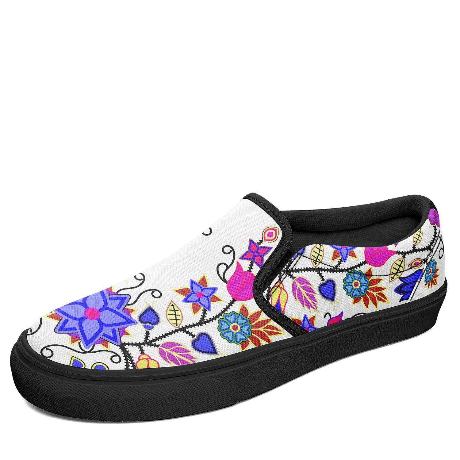 Floral Beadwork Seven Clans White Otoyimm Canvas Slip On Shoes 49 Dzine