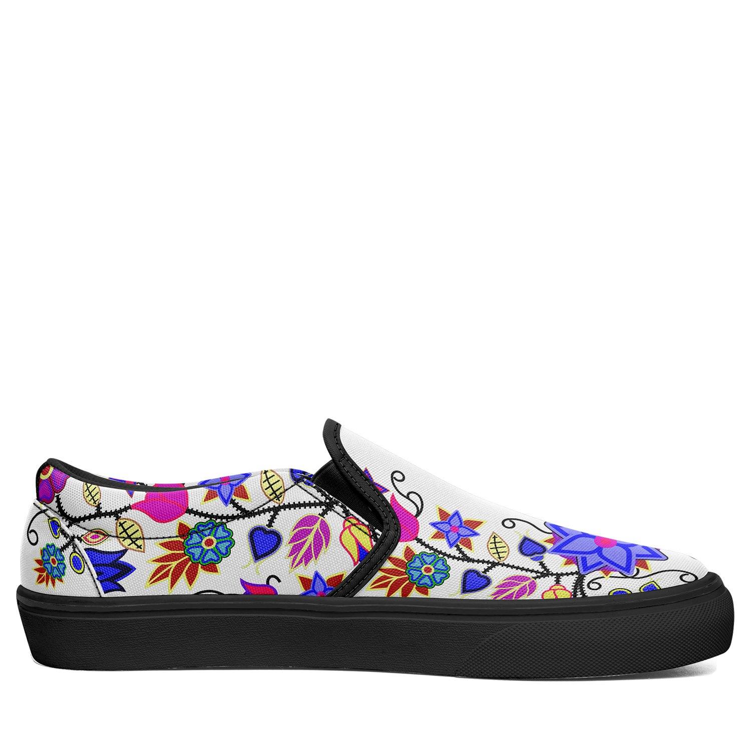 Floral Beadwork Seven Clans White Otoyimm Canvas Slip On Shoes 49 Dzine