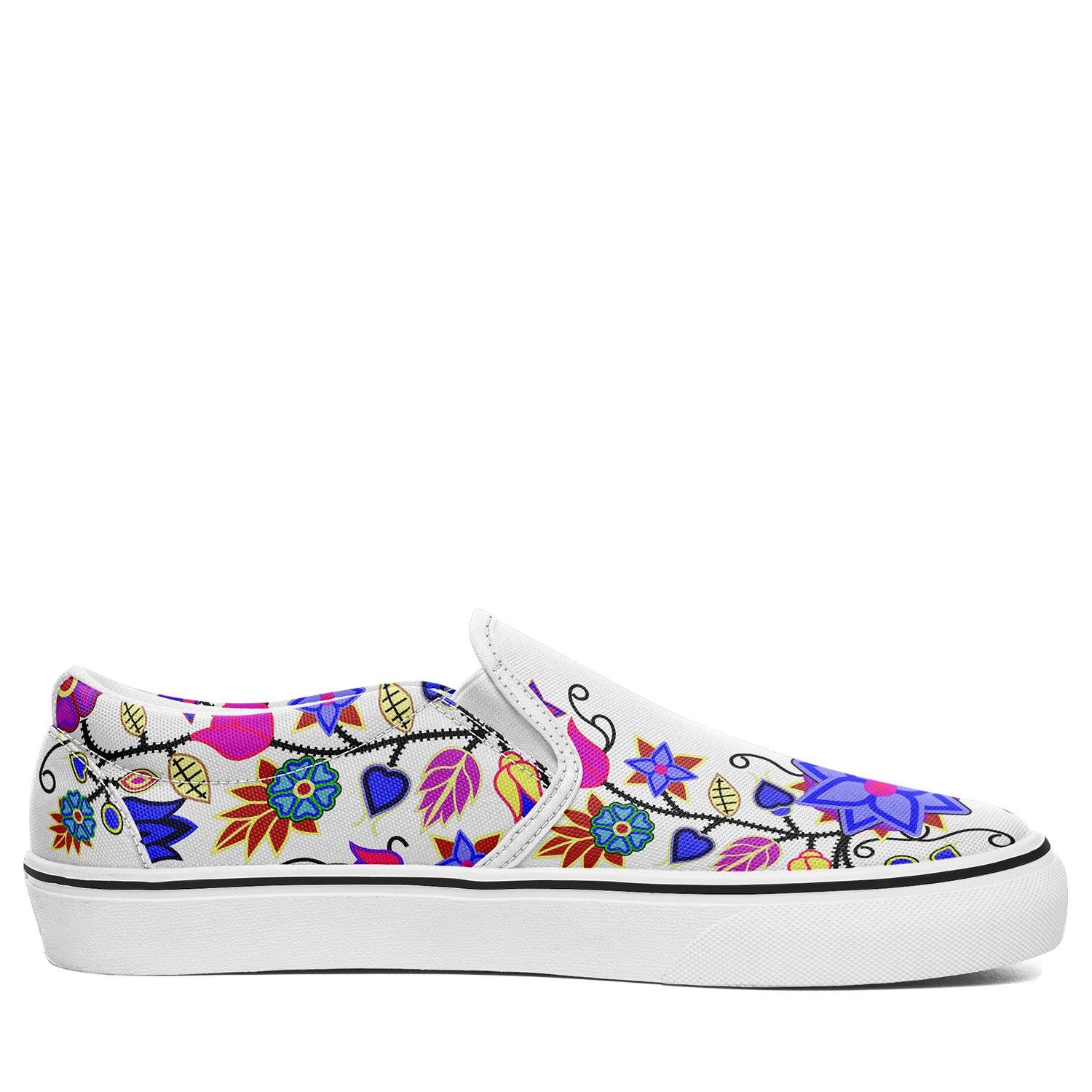 Floral Beadwork Seven Clans White Otoyimm Canvas Slip On Shoes 49 Dzine