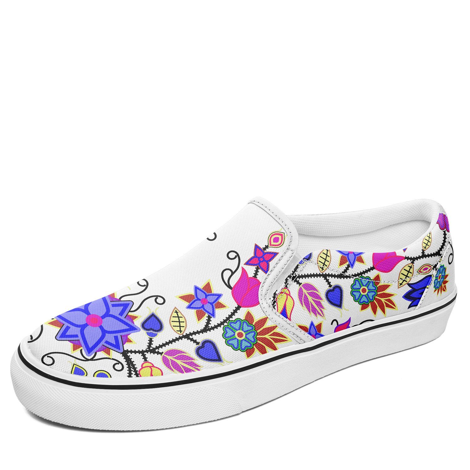 Floral Beadwork Seven Clans White Otoyimm Canvas Slip On Shoes 49 Dzine