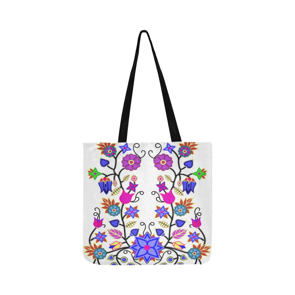 Floral Beadwork Seven Clans White Reusable Shopping Bag Model 1660 (Two sides) Shopping Tote Bag (1660) e-joyer