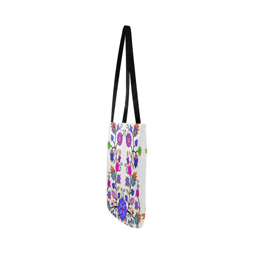 Floral Beadwork Seven Clans White Reusable Shopping Bag Model 1660 (Two sides) Shopping Tote Bag (1660) e-joyer