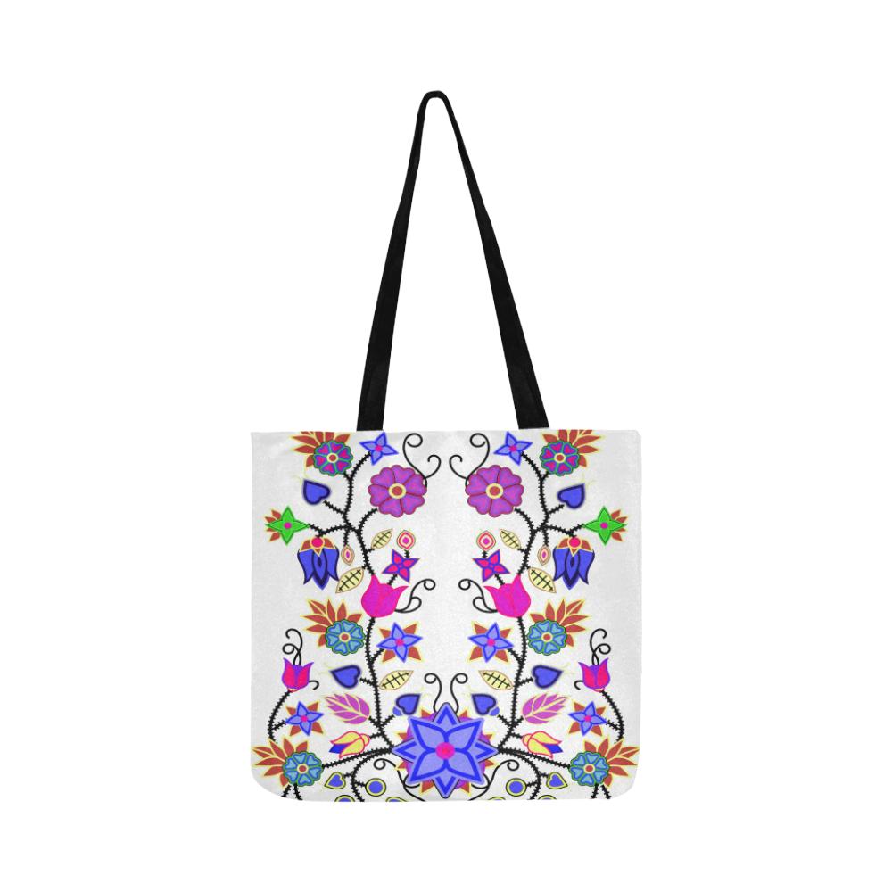Floral Beadwork Seven Clans White Reusable Shopping Bag Model 1660 (Two sides) Shopping Tote Bag (1660) e-joyer
